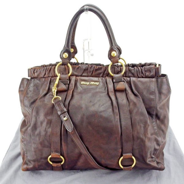 l1144 Miu Miu Shoulder Bag Leather Brown