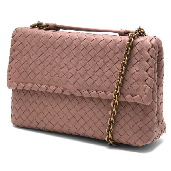 lbbo386498vo0ad6600 Bottega Veneta Intrecciato Lambskin Shoulder Bag Pink