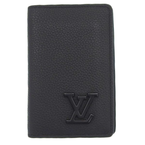 lv1227 1 Louis Vuitton Organizer Depoche Card Case Business Card Holder Leather Noir