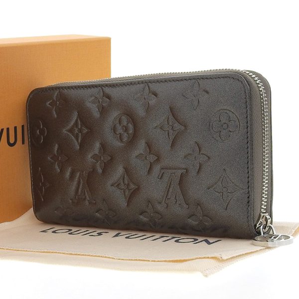 lv1242 2 Louis Vuitton Lamb Leather Zippy Wallet Long Wallet Anthracite