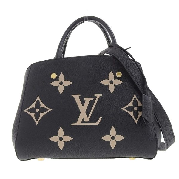 lv1365 1 Louis Vuitton Empreinte Montaigne Handbag Black Beige