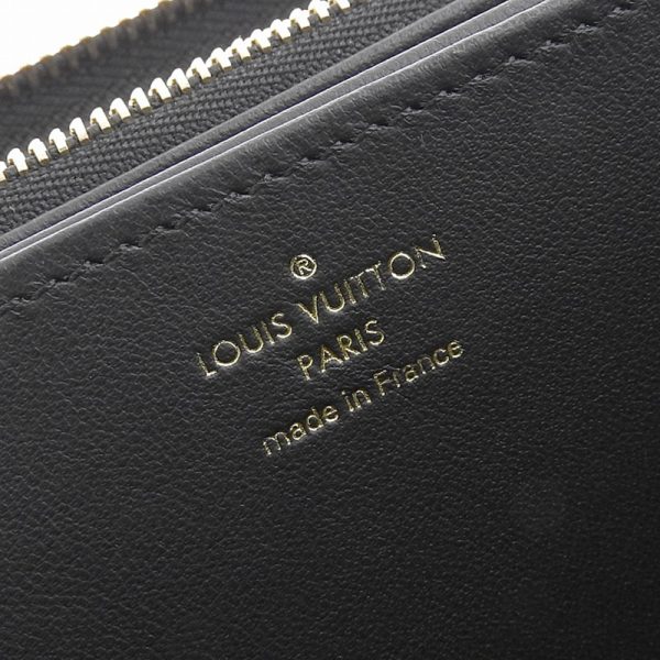 lv1391 7 Louis Vuitton Embossed Zippy Wallet LV Circle Long Wallet Lamb Leather Noir