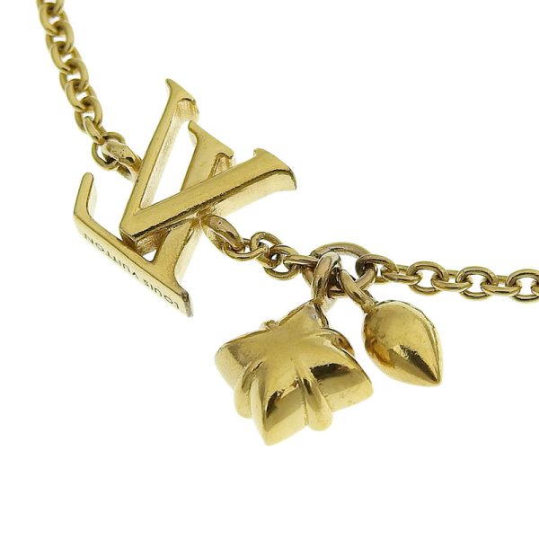 lv1398 4 Flower Motif Bracelet Initial Monogram Gold Color