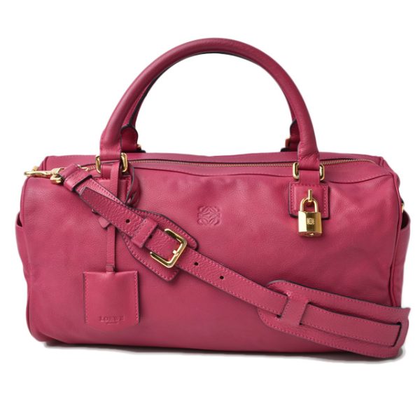 m 210810 07 lo 1 LOEWE Tote Bag Mini Boston Bag 2way Leather Deep Pink