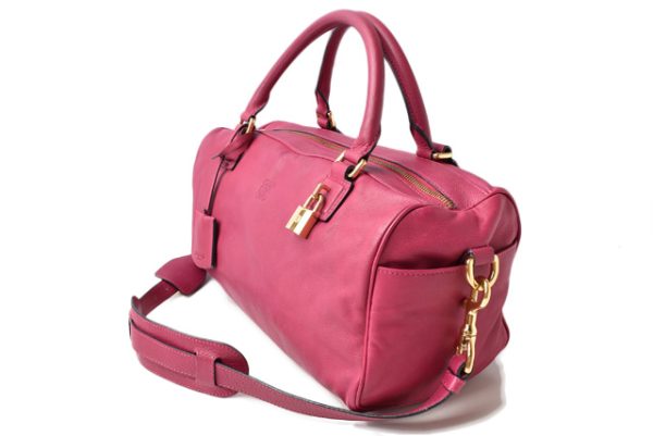 m 210810 07 lo 2 LOEWE Tote Bag Mini Boston Bag 2way Leather Deep Pink