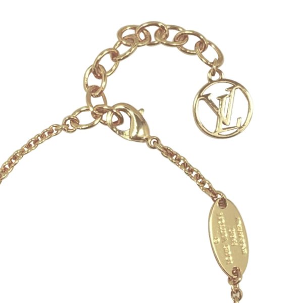 m00587 09 Louis Vuitton IV Initial Iconic Monogram Flower Chain Bracelet Gold