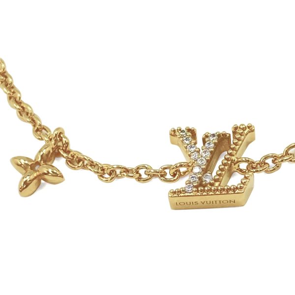 m00587 10 Louis Vuitton IV Initial Iconic Monogram Flower Chain Bracelet Gold