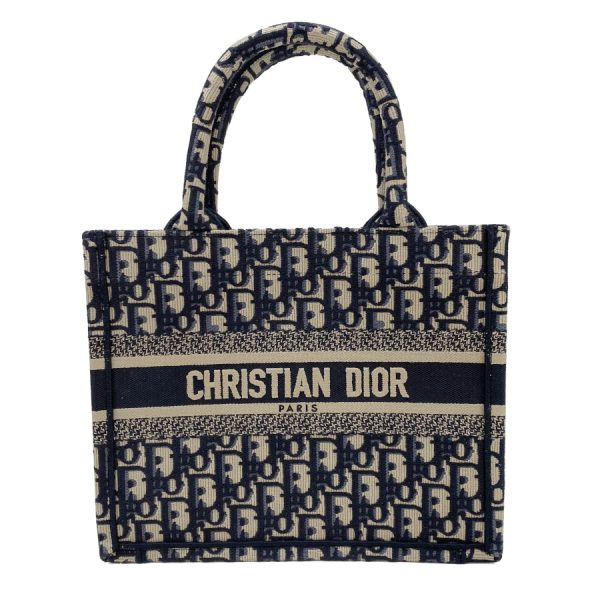 m1265zr1w m928 02 Christian Dior Oblique Embroidery Logo Initial Small Tote Handbag Bag Black Navy