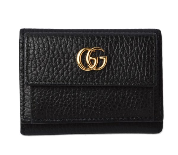 m2206 23 g 1 GUCCI Fold Wallet PETITE MARMONT Leather Black