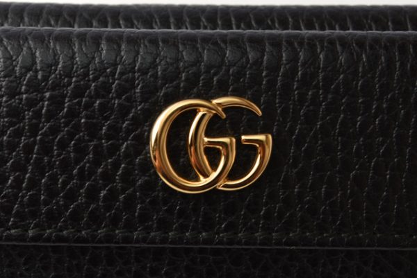 m2206 23 g 4 GUCCI Fold Wallet PETITE MARMONT Leather Black