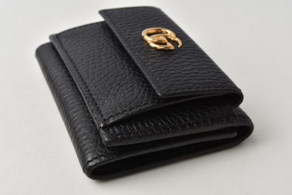 m2206 23 g 8 GUCCI Fold Wallet PETITE MARMONT Leather Black