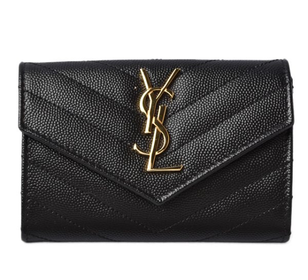 m2206 28 ysl 1 Saint Laurent Mini Wallet Card Case Monogram Envelope Black