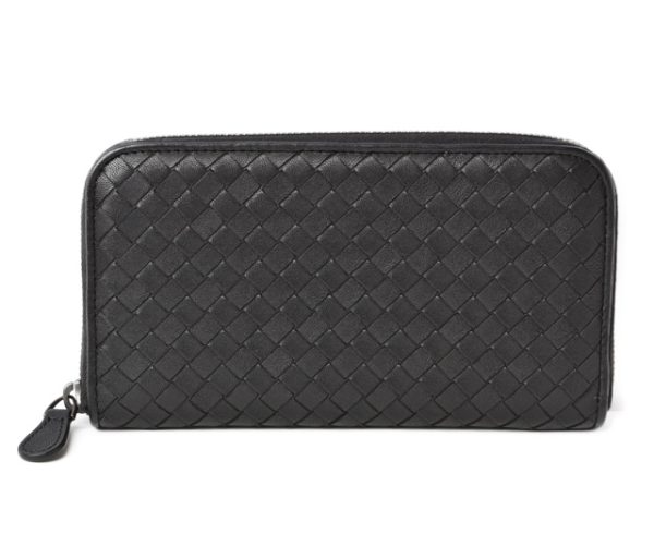 m2210 19 bv 1 Bottega Veneta Wallet Long Wallet Round Zipper Intrecciato Black