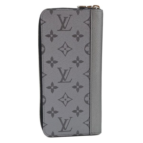 m30841 02 Louis Vuitton Monogram Leather Wallet Long Round Zipper Silver Gray