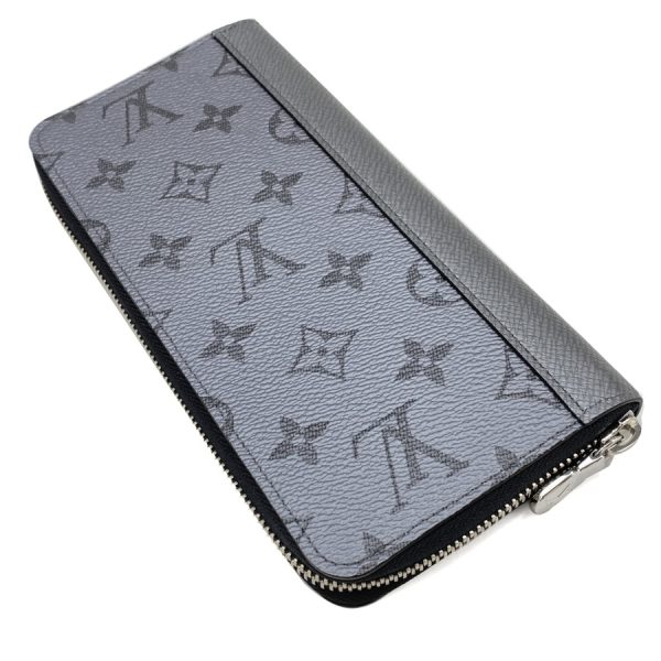 m30841 06 Louis Vuitton Monogram Leather Wallet Long Round Zipper Silver Gray