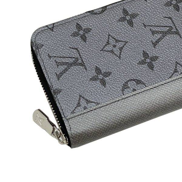 m30841 07 Louis Vuitton Monogram Leather Wallet Long Round Zipper Silver Gray