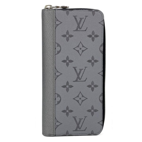 m30841 10 Louis Vuitton Monogram Leather Wallet Long Round Zipper Silver Gray