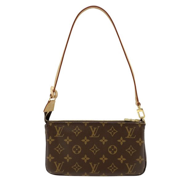 m40712 02 Louis Vuitton Monogram Canvas Leather Clutch Bag Brown