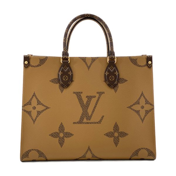 m45321 03 Louis Vuitton Giant Monogram Leather Handbag Beige