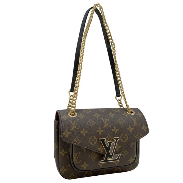 m45592 01 Louis Vuitton Passy Monogram Hand Bag Brown Gold