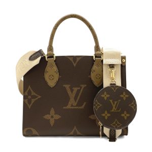 m46373 01 Louis Vuitton Saintonge Creme Shoulder Bag Monogram Implant