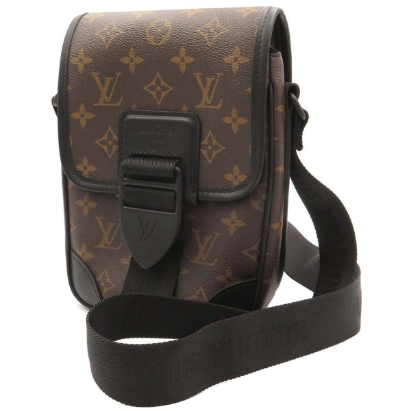 m46442 01 Louis Vuitton Macassar Archie Messenger Shoulder Bag Black