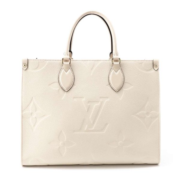 m46531 01 Louis Vuitton On the Go MM Tote Bag Creme