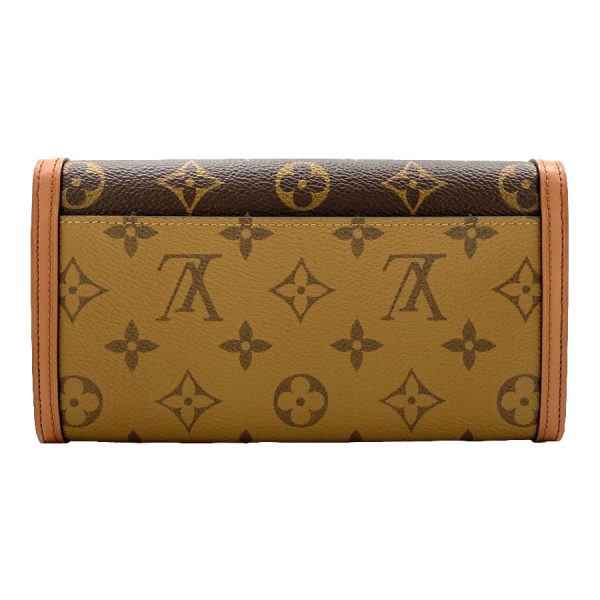 m46645 3 Louis Vuitton Portefeuille Dauphine Bifold Wallet Monogram Canvas Reverse Brown