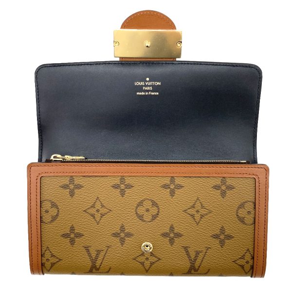 m46645 7 Louis Vuitton Portefeuille Dauphine Bifold Wallet Monogram Canvas Reverse Brown