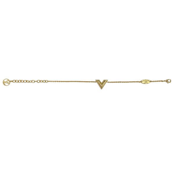 m61084 05 Louis Vuitton Essential V Logo Initial Chain Bracelet Gold