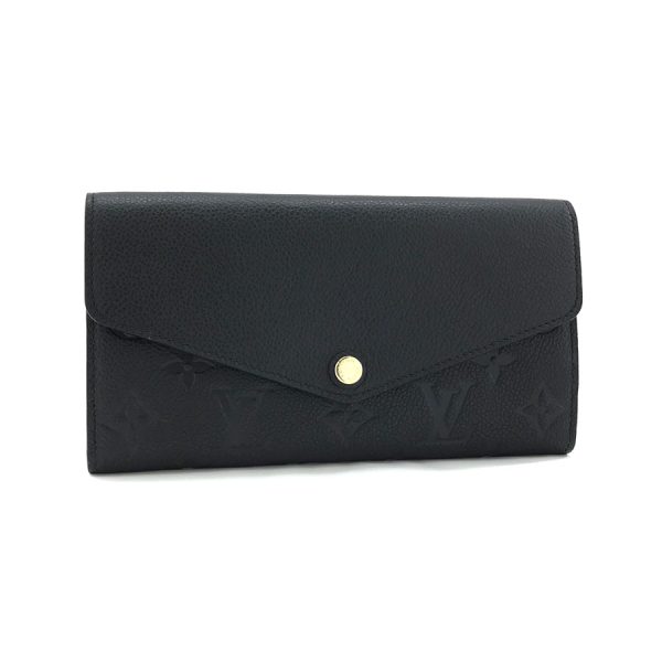 m61182 01 Louis Vuitton Monogram Empreinte Leather Long Wallet Noir