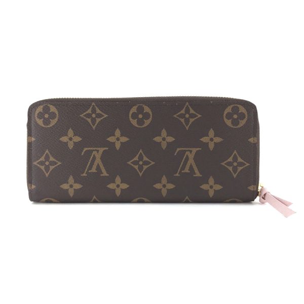 m61298 02 Louis Vuitton Monogram Wallet Long Round Zipper Rose Ballerine