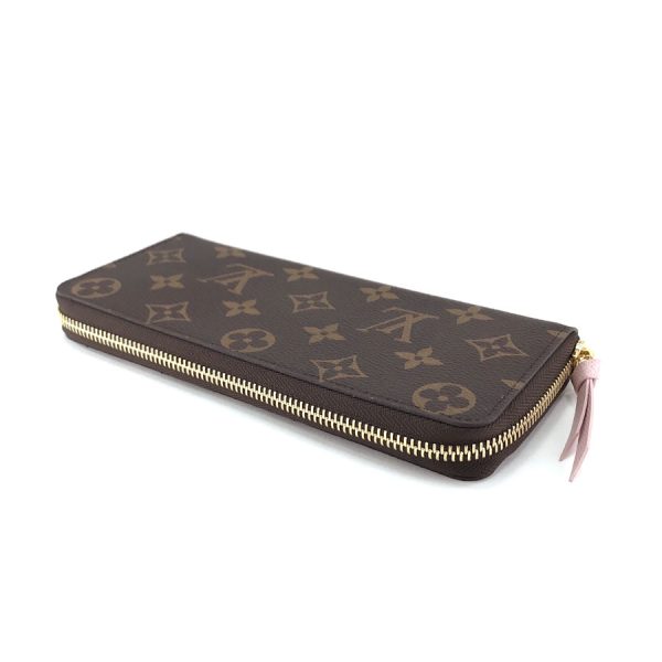 m61298 03 Louis Vuitton Monogram Wallet Long Round Zipper Rose Ballerine