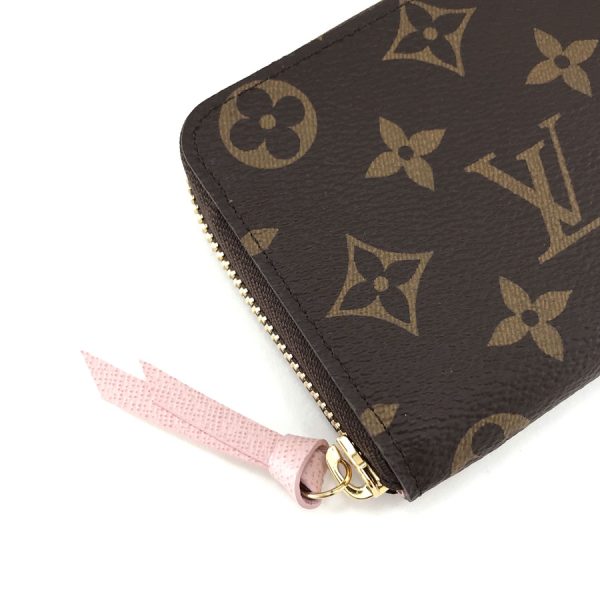 m61298 06 Louis Vuitton Monogram Wallet Long Round Zipper Rose Ballerine