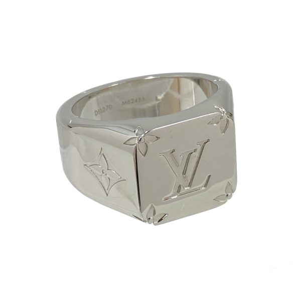 m62488 03 Louis Vuitton Signet Monogram Logo Signature L Size 21 Ring Silver