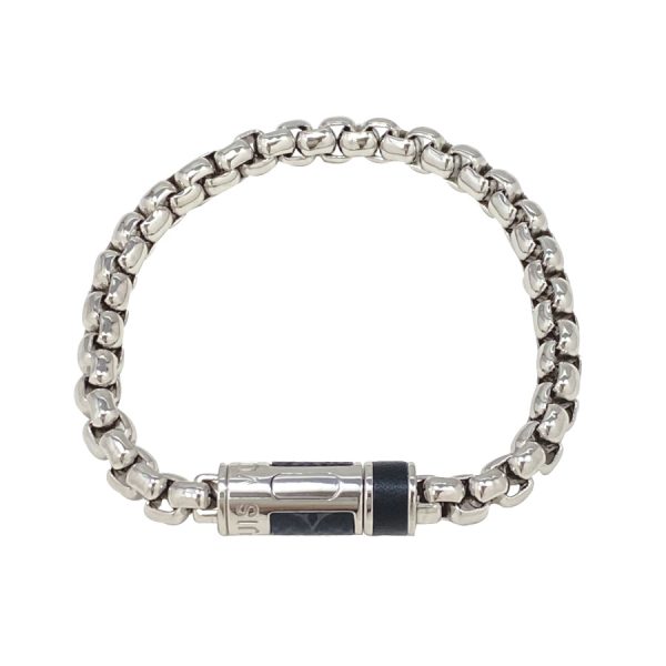 m62592 02 Louis Vuitton Monogram Eclipse Chain Bracelet Silver