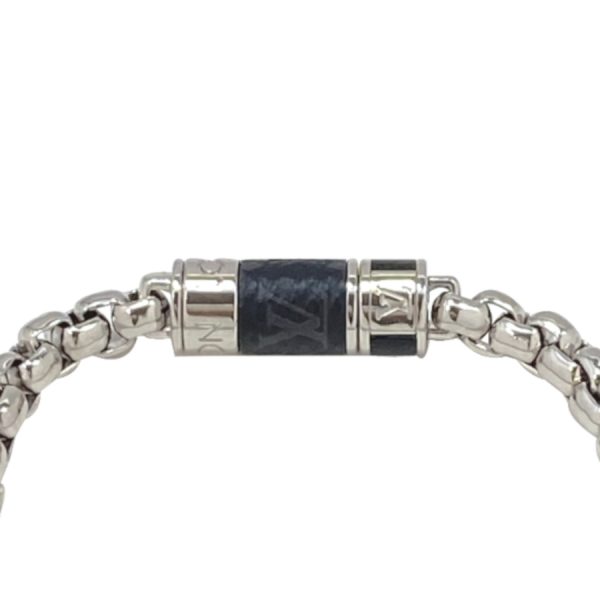 m62592 03 Louis Vuitton Monogram Eclipse Chain Bracelet Silver