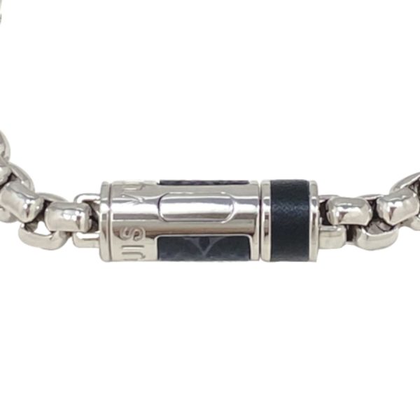 m62592 04 Louis Vuitton Monogram Eclipse Chain Bracelet Silver