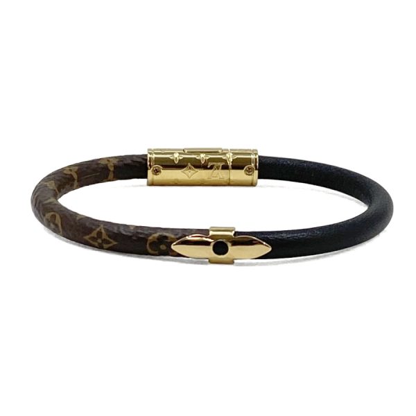 m6431f 01 Louis Vuitton Monogram Daily Confidential Bracelet Brown Black Gold