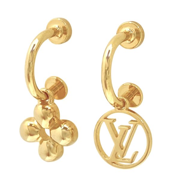 m64859 01 Louis Vuitton Bookle Doreille Blooming Monogram Flower Stud Earrings Gold