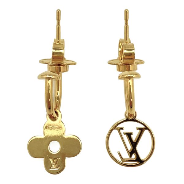 m64859 05 Louis Vuitton Bookle Doreille Blooming Monogram Flower Stud Earrings Gold