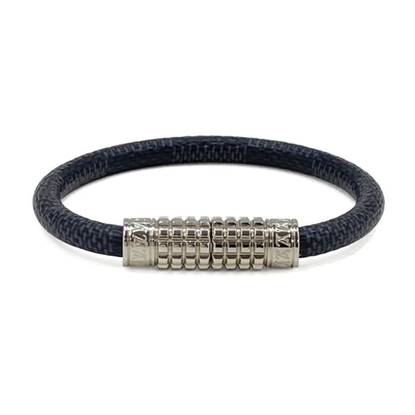 m6626e 01 Louis Vuitton Digit Damier Silver Hardware Bracelet Graphite