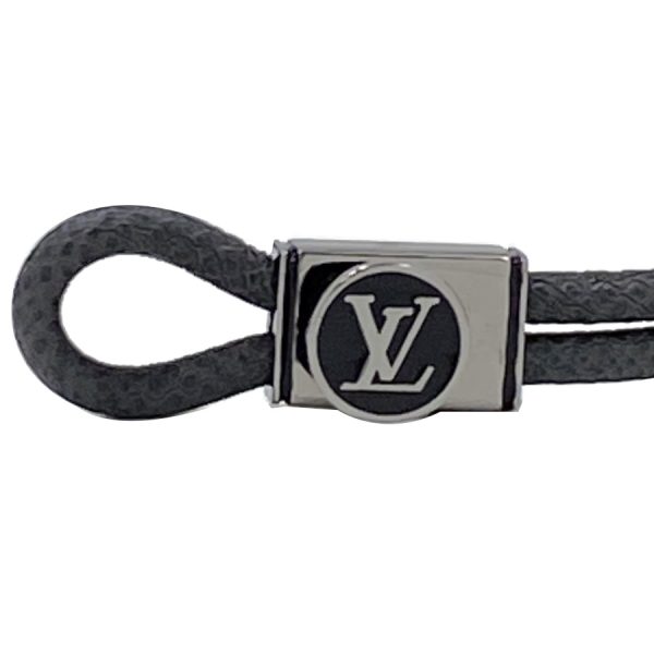 m6780d 05 Louis Vuitton Loop It Monogram Eclipse Bracelet Cord Bangle Black Gray Silver