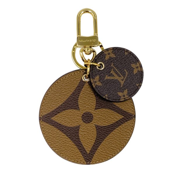 m69317 01 Louis Vuitton Porte Cle Illustre Monogram Giant Reverse Leather Key Ring Gold