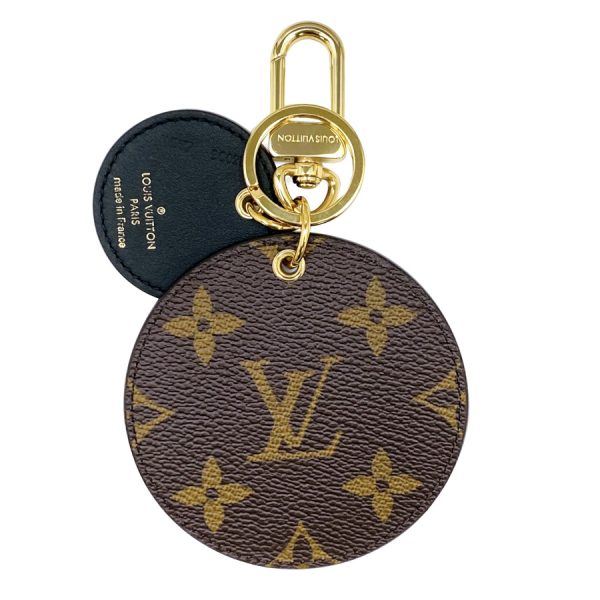 m69317 02 Louis Vuitton Porte Cle Illustre Monogram Giant Reverse Leather Key Ring Gold