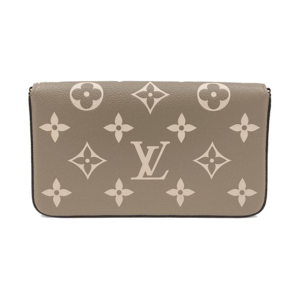 m69977 03 Louis Vuitton Pochette Felicie Bicolor Monogram Tourtrail Clutch Bag Tourterelle Crème