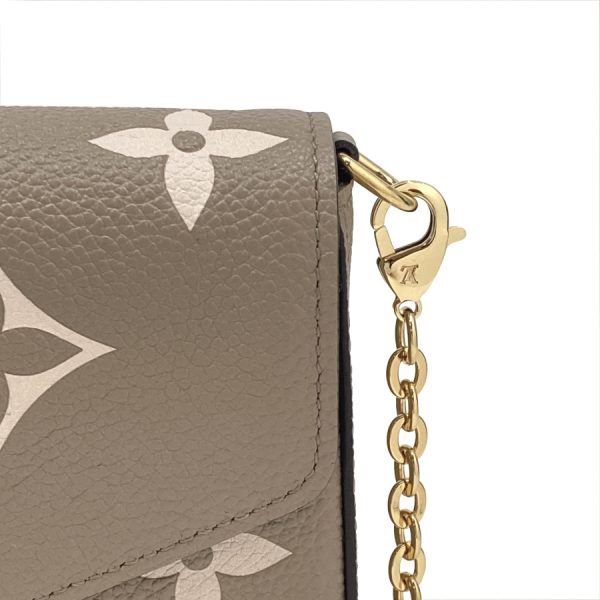 m69977 07 Louis Vuitton Pochette Felicie Bicolor Monogram Tourtrail Clutch Bag Tourterelle Crème