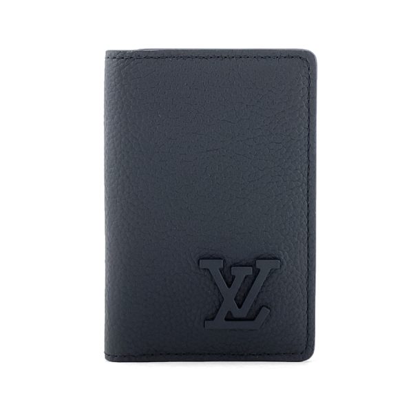 m69979 01 Louis Vuitton Organizer de Poche LV Aerogram Grain Leather Black Card Case