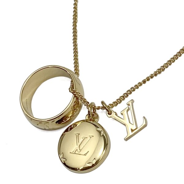 m80189 01 Louis Vuitton Monogram Ring Necklace Gold