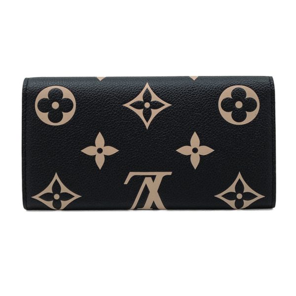 m80496 02 Louis Vuitton Portefeuille Sarah Monogram Empreinte Bicolor Wallet Black